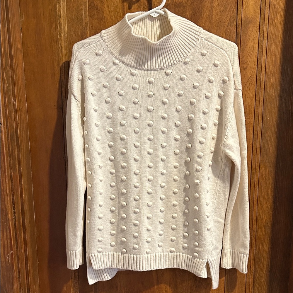 Talbots Cream Textured Turtleneck Sweater